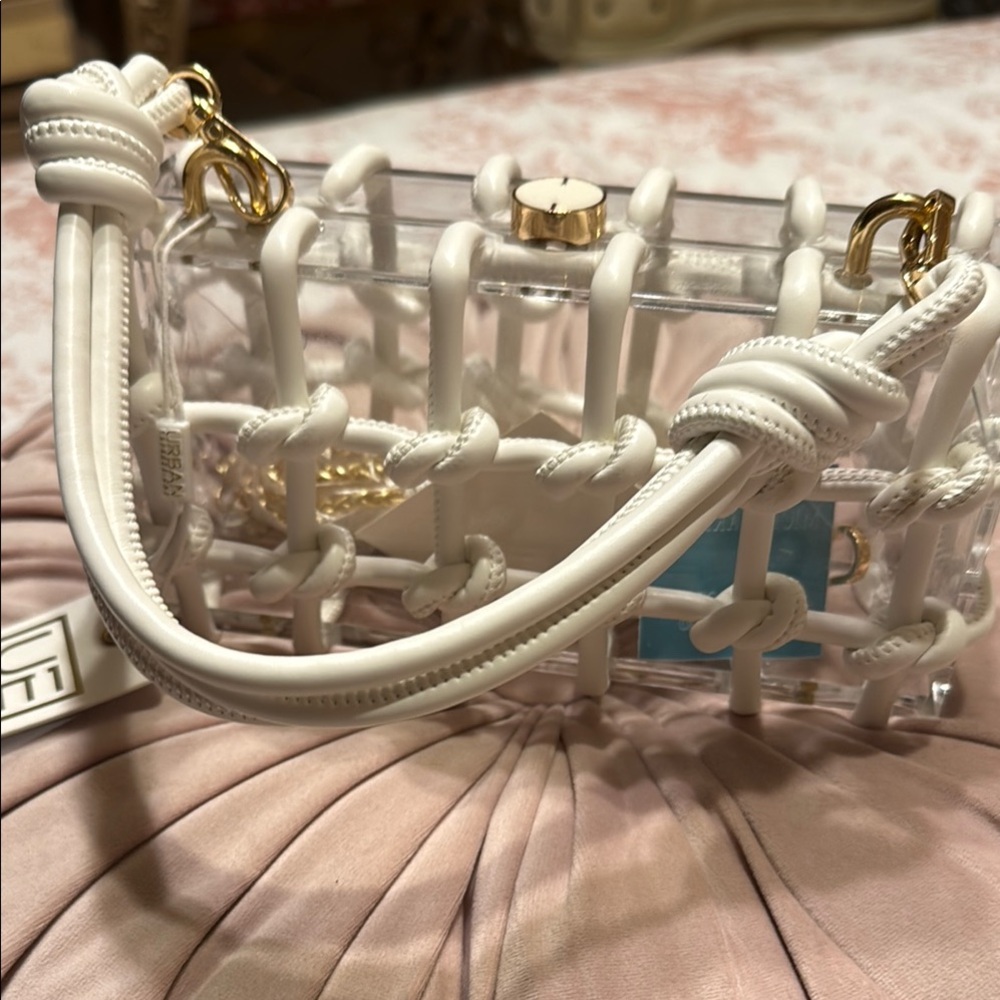 Urban Expressions Clear White Clutch with Gold Accents